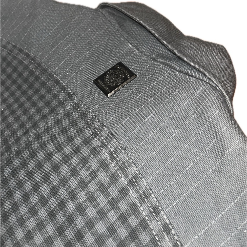 Live Mechanics Canvas Checked Plaid Gray Streetwear Moto Grunge Stud Coat 2XL - Picture 10 of 16